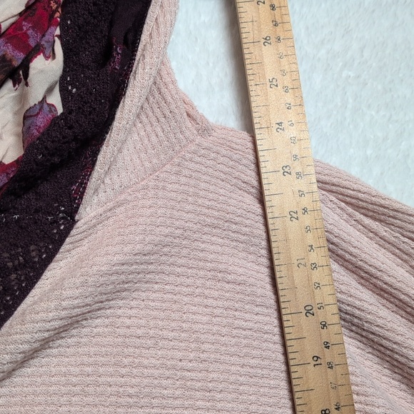 Nwot Free People Oversize Waffle Top with Floral Accents - Picture 6 of 7